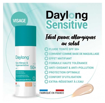 Daylong Sun Allergic & Hypersensitive Fluide Visage Teinté Clair à Moyen SPF50+ 50 ml