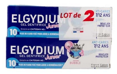 Elgydium Gel Dentífrico Júnior Escudo Protetor 7/12 Anos Lote de 2 x 50 ml