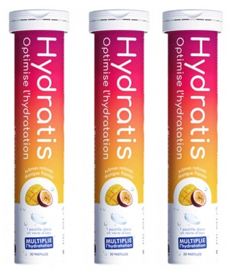 Hydratis Lot de 3 x 20 Pastilles Effervescentes - Arôme : Mangue Passion