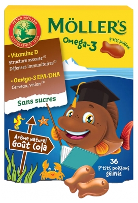Möller's Omega-3 Små Fisk 36 Vingummier - Smag: Cola