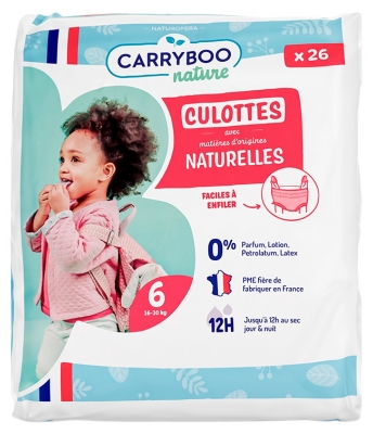 Carryboo Mutandine Naturali 26 Mutandine Taglia 6 (16-30 kg)