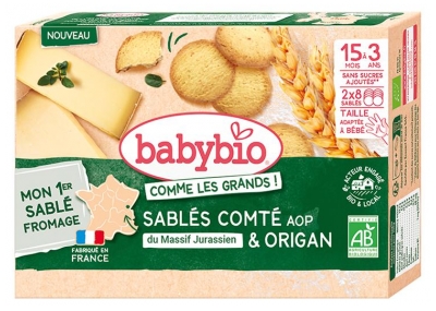 Babybio Biscoitos Comté & Orégãos dos 15 Meses aos 3 Anos Bio 16 Biscoitos (a consumir de preferência antes de 08/12/2026)