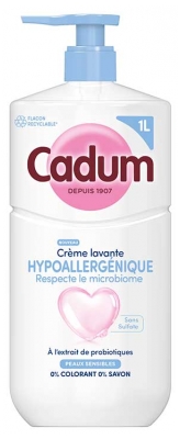 Cadum Hypoallergénique Crème Lavante Hypoallergénique Peaux Sensibles 1 L