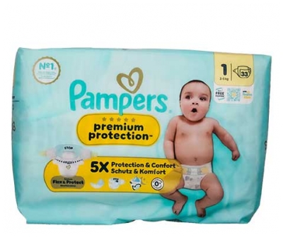 Pampers Premium Protection Size 1 33 Diapers (2-5 kg)