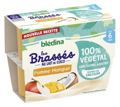 Blédina Preparate cu Lapte de Cocos Măr Mango de la 6 Luni 4 Borcane (a se consuma de preferință înainte de 15/12/2026)