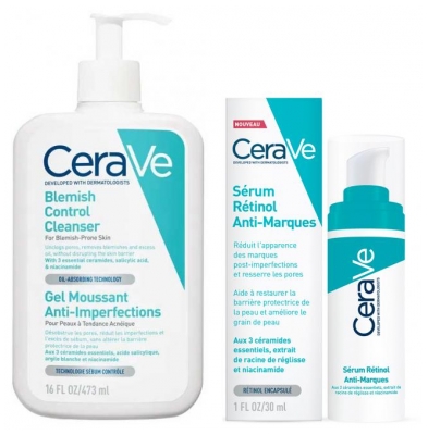 CeraVe Anti-Blemish and Anti-Mark Routine Foaming Gel 236 ml + Retinol Serum 30 ml