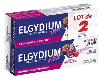 Elgydium Kids Gel Dentifrice Anti-Caries 3/6 Ans Lot de 2 x 50 ml