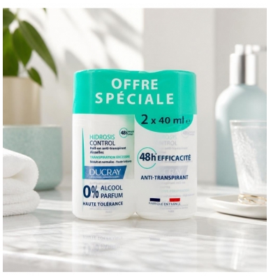Ducray Hidrosis Control Roll-On Antiperspirant Podpaží Balení 2 x 40 ml