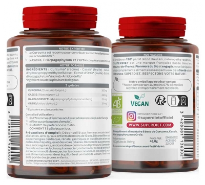 Superdiet Quatuor Curcuma Articulations Bio 150 Capsules