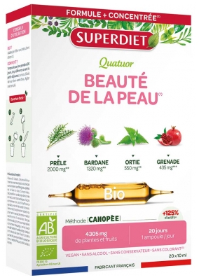 Superdiet Quatuor Beauté de la Peau Bio 20 Ampoules