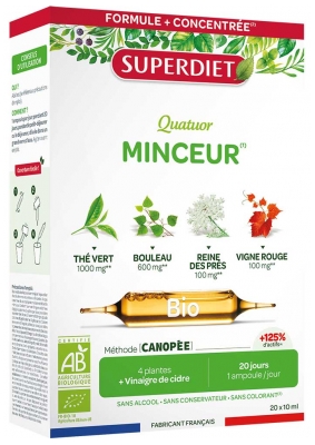 Superdiet Quatuor Thé Vert Minceur Bio 20 Ampoules