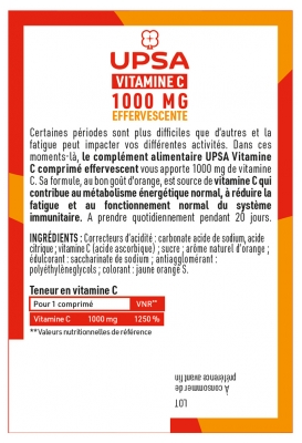 UPSA Vitalité Vitamine C 1000 mg 20 Comprimés Effervescents