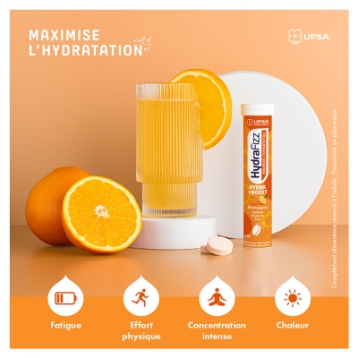 UPSA Hydrafizz Hydra+Boost 16 Comprimés Effervescents