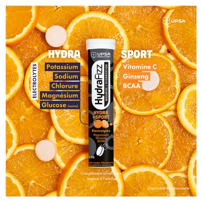 UPSA Hydrafizz Hydra+Sport 16 Comprimés Effervescents