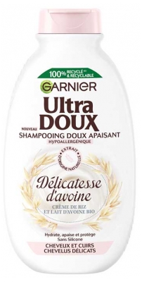 Garnier Ultra Doux Shampoing Doux Apaisant Cheveux et Cuirs Chevelus Délicats 400 ml