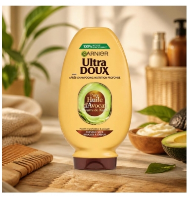 Garnier Ultra Doux Giliai Maitinanti Glotninamoji Priemonė Garbanotiems ir Sausiems Plaukams 360 ml