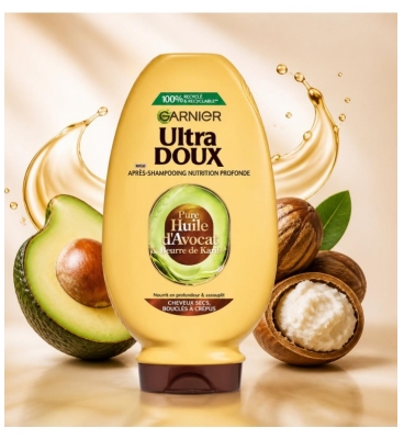 Garnier Ultra Doux Giliai Maitinanti Glotninamoji Priemonė Garbanotiems ir Sausiems Plaukams 360 ml