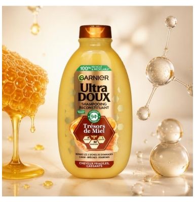 Garnier Ultra Delikatny Szampon Regenerujący Skarby Miodu do Włosów Delikatnych 400 ml