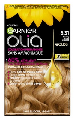 Garnier Olia Permanent Hårfarve Uden Ammoniak 120 g - Farve: 8.31 Gylden askeblond