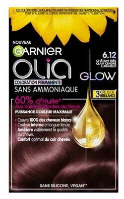 Garnier Olia Permanent Hårfarve Uden Ammoniak 120 g - Farve: 6.12 Meget lys askefarvet kastanje