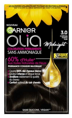 Garnier Olia Permanent Hårfärg Utan Ammoniak 120 g - Färg: 3.0 Ren mörk kastanj