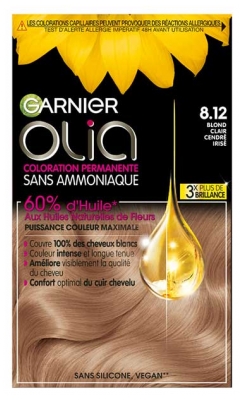 Garnier Olia Permanent Hårfarve Uden Ammoniak 120 g - Farve: 8.12 Skimrende lys askeblond