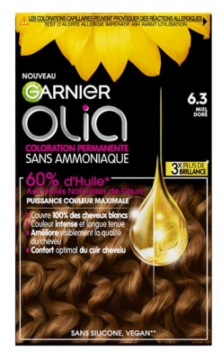 Garnier Olia Vopsea de Păr Permanentă Fără Amoniac 120 g - Culoare: 6.3 Miere de aur