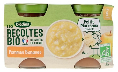 Blédina As Colheitas Bio Maçãs Bananas Bio 2 Potes (a consumir de preferência antes de 23/12/2026)