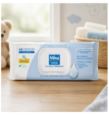 Mixa Bébé Lingettes à l'Eau Thermale 48 Lingettes
