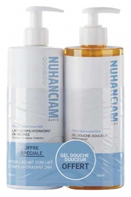 Nuhanciam Lait Corps Hydratant 24 Heures Peaux Déshydratées 500 ml + Gel Douche Douceur Peaux Déshydratées 500 ml Offert