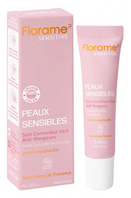 Florame Sensitive Soin Correcteur Vert Anti-Rougeurs Peaux Sensibles Bio 15 ml