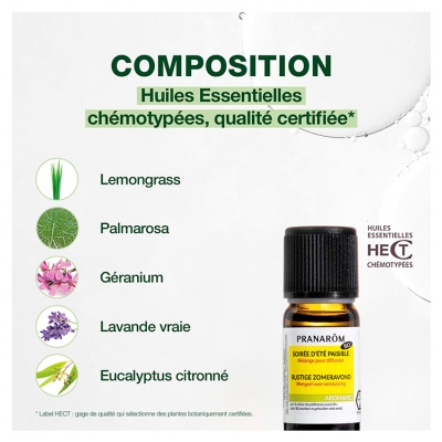 Pranarôm Aromapic Soirée d'Eté Paisible Mélange pour Diffusion Bio 10 ml