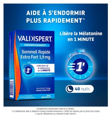 Valdispert Sommeil Rapide Extra Fort 1,9 mg Lot de 2 x 40 Comprimés Orodispersibles