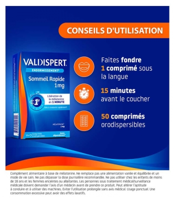Valdispert Sommeil Rapide 1 mg 50 Comprimés Orodispersibles