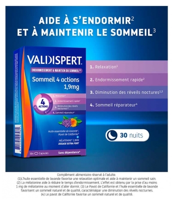 Valdispert Mélatonine 1,9 mg 4 Actions 30 Capsules