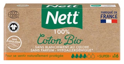 Nett 100% Bio Bavlna 16 Super tamponů