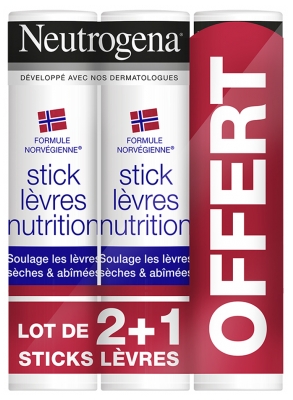 Neutrogena Lip Stick Nutrition 3 x 4.8g + in which 1 Free