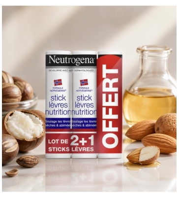 Neutrogena Stick Labial Nutrición Lote de 3 x 4,8 g incluyendo 1 Ofrecido