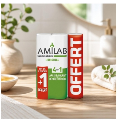 Amilab Zestaw do Pielęgnacji ust 3 x 4,7 g w tym 1 Gratis
