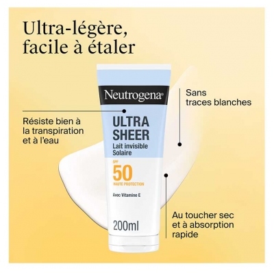 Neutrogena Ultra Sheer Lait Invisible Solaire SPF50 200 ml