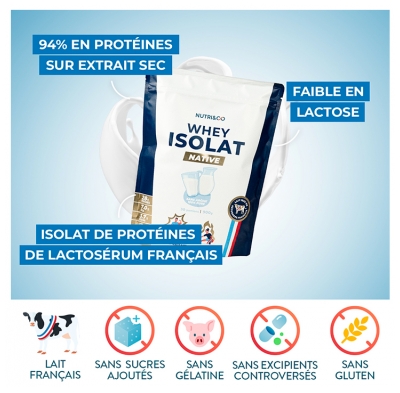 Nutri&Co Whey Isolat Native 900 g - Goût : Sans arôme