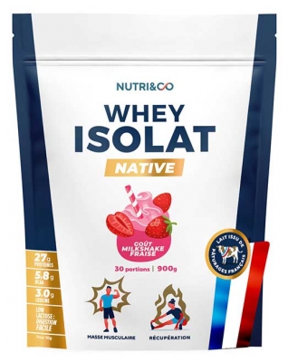Nutri&Co Native Whey Isolat 900 g - Garša: Zeme?u piena kokteilis