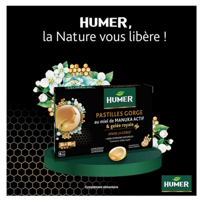 Humer Pastilles Gorge au Miel de Manuka Actif IAA 15+ & Gelée Royale 16 Pastilles