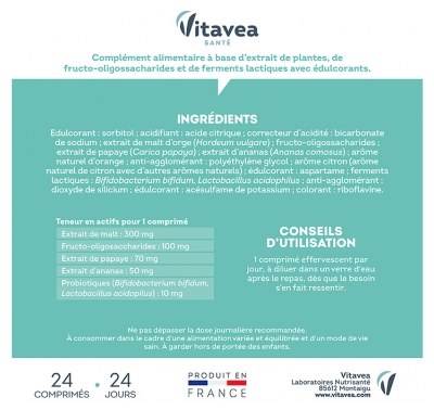 Vitavea Ultradigest Après-Repas 24 Comprimés Effervescents