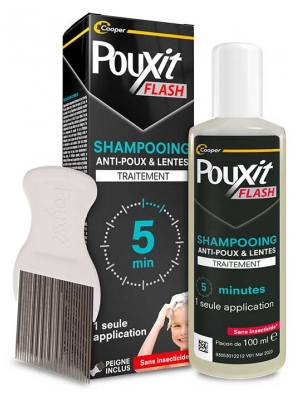 Pouxit Flash Anti-Poux et Lentes Shampoing Traitement 2 x 100 ml Offre Spéciale