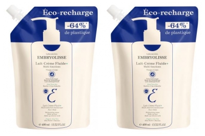 Embryolisse Lait-Crème Fluide+ Éco-Recharge Lot de 2 x 400 ml