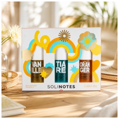 Solinotes Vanille Tiaré Fleur d'Oranger Trio Brumes Parfumées 3 x 60 ml