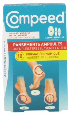 Compeed Pansements Ampoules Moyen Format 3 Tailles 10 Pansements