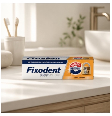 Fixodent Pro Plus Crème Adhésive Fixation Forte Goût Neutre 35 g
