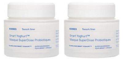 Korres Yaourt Grec Smart Yoghurt Masque Visage SuperDose Probiotiques Lot de 2 x 100 ml